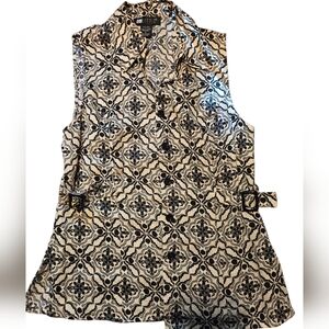 Carole Little Black and White Sleeveless Boxy Blouse